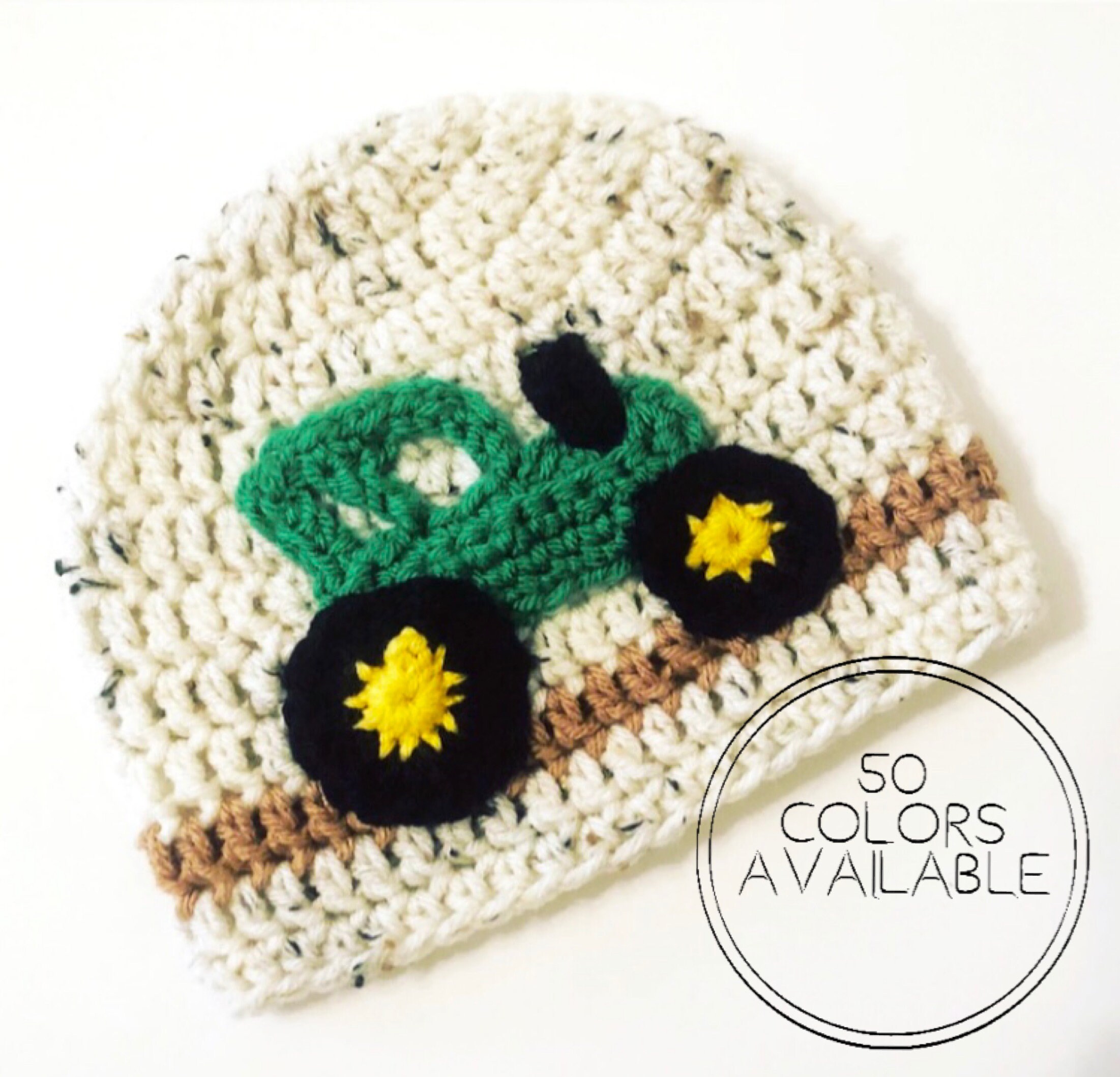 Tractor Hat Crochet John Deere Inspired 