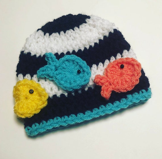 yellow and blue fish hat