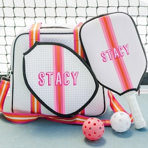 Striped Monogram Pickleball Paddle Cover // Custom Pickleball Paddle Cover, Custom Pickleball Gift, Monogram Paddle Cover, Striped Neoprene