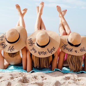 Custom Floppy Beach Hat // Custom Bachelorette Trip Honeymoon Beach Weekend