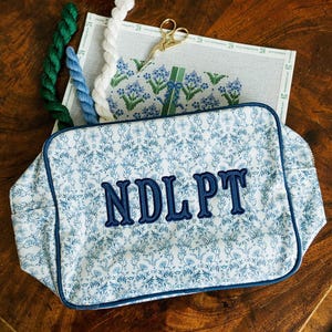 Needlepoint XL Project Pouch // Needlepoint NDLPT Project Bag Storage, Custom Name School Everyday, Needlepoint Bag image 1