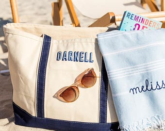 Embroidered Monogram Canvas Tote // Personalized Gift, Bridesmaid Tote, Custom Tote Bag, Bachelorette Bags, Bachelorette Party Gift