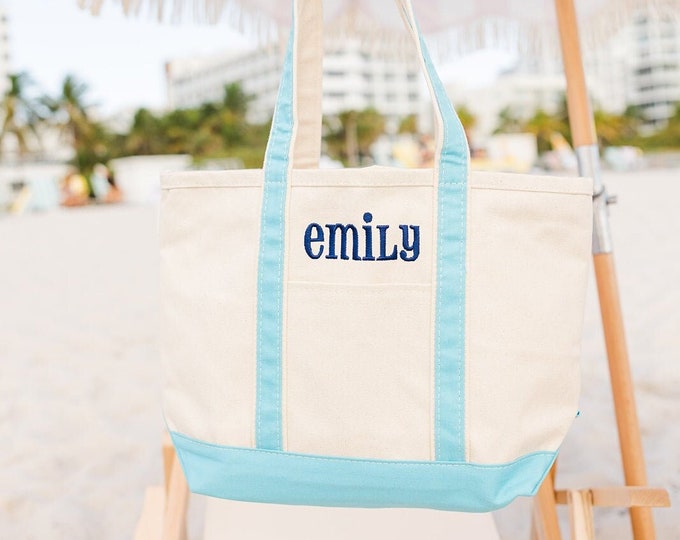 Embroidered Monogram Canvas Tote