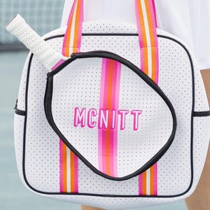 Striped Monogram Pickleball/Tennis Bag // Womens Pickleball Bag Pickleball Bag for Her Pickleball Gift Tennis Gift Custom Tennis Racquet Bag