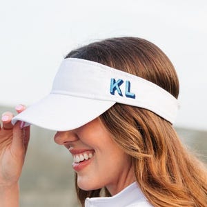 Embroidered Monogram Visor // Personalized Custom Visor, Monogram Sun Visor for Women,  Embroidered Visor, Women&#39;s Monogram Hat, Monogrammed