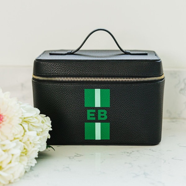 Striped Monogram Leather Train Case