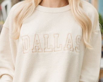 Collegiate Embroidered Corded Sweatshirt