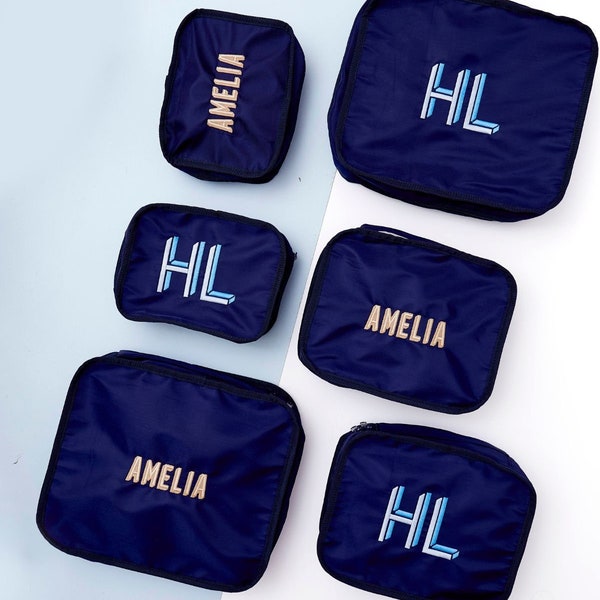 Embroidered Nylon Packing Cubes (Set Of 3)