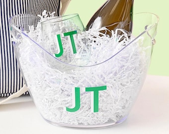 Shadow Monogram Wide Ice Bucket// Acrylic Ice Bucket, Monogrammed Ice Tub, Personalized Christmas Gifts, Housewarming