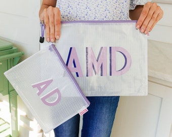 Shadow Monogram Pool Bag // Bridesmaids Wedding Custom Bachelorette Name School Everyday