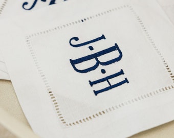 Embroidered Monogram Cocktail Napkins (Set of 4)