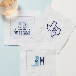 Embroidered Texas Monogram Cocktail Napkins Set of 4 image 2