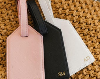 Luggage Tag or Passport Holder with Gold Foil Monogram // Personalized Luggage Tags, Monogrammed Luggage Tag, Bridesmaid Gift, Wedding Favor