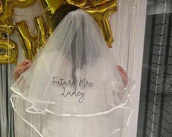 Custom Future Mrs. Script Veil // Bachelorette Trip  Bridal Shower