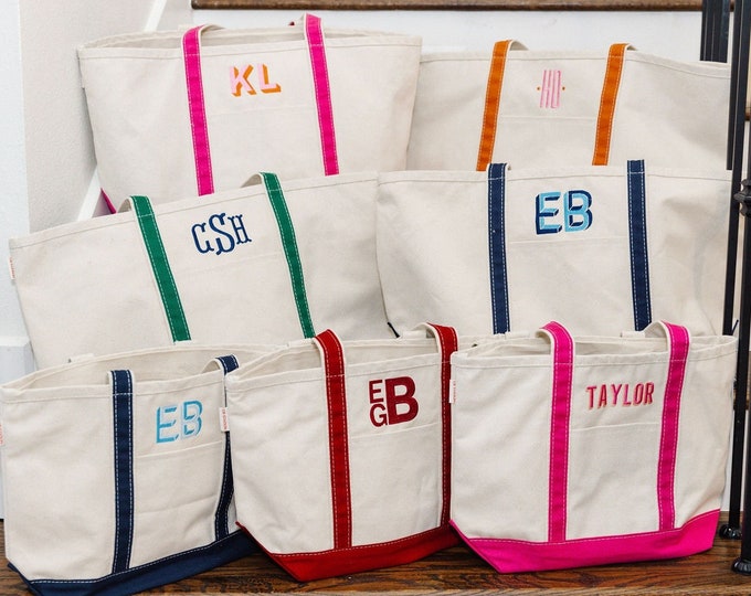 Embroidered Monogram Canvas Tote