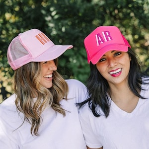 Shadow Monogram Trucker Hat // Monogram Initials Trucker Hat Custom Bridal Favors Bachelorette Party Gift Personalized Bridesmaid Favor