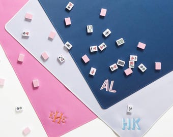 Embroidered Monogram Mahjong Tile Mat //  Non-Slip Mahjong Table Mat, Neoprene Mahjongg Mat, Mah Jongg, Mahjong Accessories, Mahjong Gifts