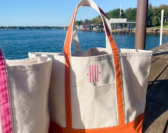 Embroidered Monogram Canvas Tote