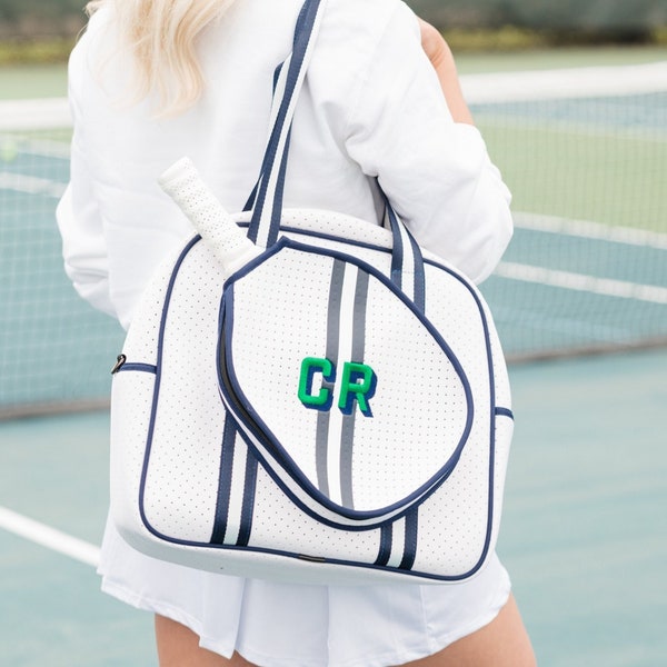 Gestreifte Monogramm Pickleball/Tennis Tasche