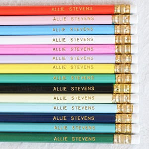 Custom Gold Foil Pencils // Personalized pencils, custom teacher pencils, engraved pencils, personalized pencils for student, back to school