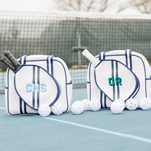 Striped Monogram Pickleball/Tennis Bag // Womens Pickleball Bag Pickleball Bag for Her Pickleball Gift Tennis Gift Custom Tennis Racquet Bag