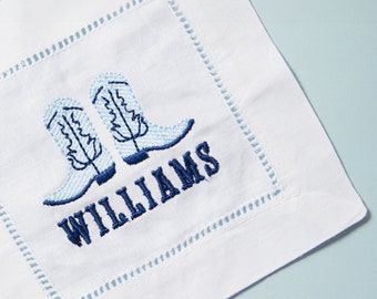 Embroidered Cowboy Boots Cocktail Napkins (Set of 4)