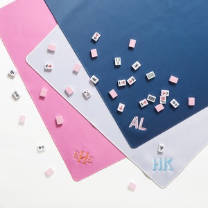 Embroidered Monogram Mahjong Tile Mat