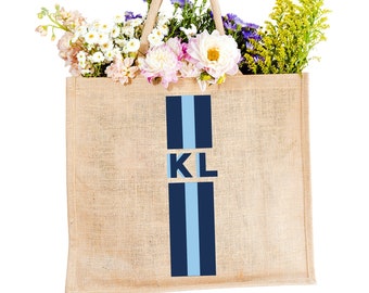 Striped Shadow Monogram Jute Carryall