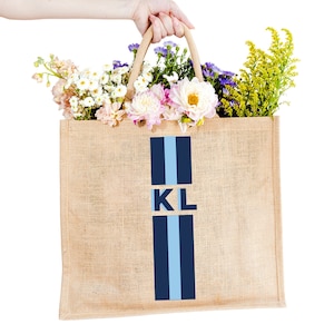 Striped Shadow Monogram Jute Carryall