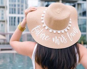 Custom Floppy Beach Hat // Bachelorette Trip  Honeymoon  Wedding