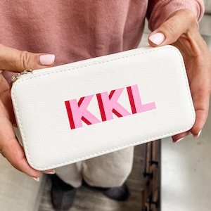 Shadow Monogram Large Travel Jewelry Case // Personalized Printed Jewelry Box, Monogrammed Jewelry Box, Custom Bridesmaids Proposal Gift