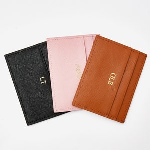 Leather Cardholder with Gold Foil Monogram