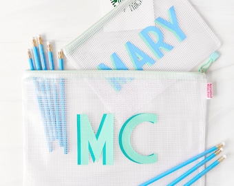 Shadow Monogram Pool Bag // Bridesmaids Wedding Custom Bachelorette Name School Everyday