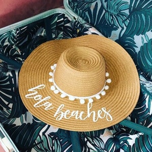 Aangepaste Floppy Beach Hat//Bachelorette reis huwelijksreis bruiloft afbeelding 1