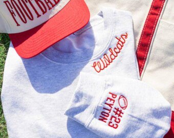 Felpa con colletto/manica ricamati per la giornata di gioco // Felpa personalizzata con mascotte, felpa con cappuccio ricamata personalizzata, spirito di squadra, felpa per mamme sportive