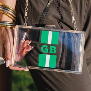 Striped Monogram Stadium Bag // Custom Stadium Bag, Clear Stadium Bag, Concert Clear Purse, Game Day Clear Bag, Monogram Stadium Bag, Team