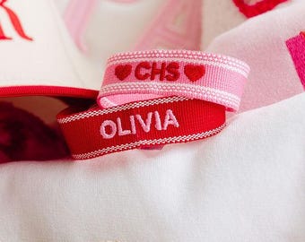 Custom Embroidered Bracelet with Motif // Personalized Name or Monogram, Adjustable Friendship Cuff, Holiday Gift for Her, Christmas Gifts