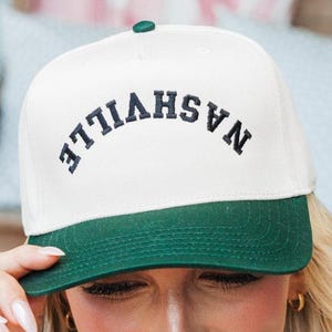 Custom Embroidered Upside Down Vintage Trucker Hat // Custom Upside Down Text Hat 5 Panel Two Tone Embroidered Hat Snapback Hat