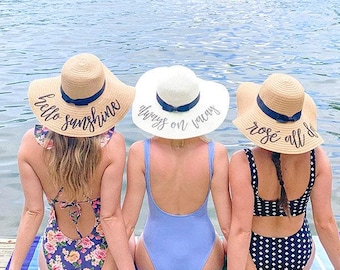 Custom Floppy Beach Hat // Bachelorette Trip  Honeymoon  Beach Weekend