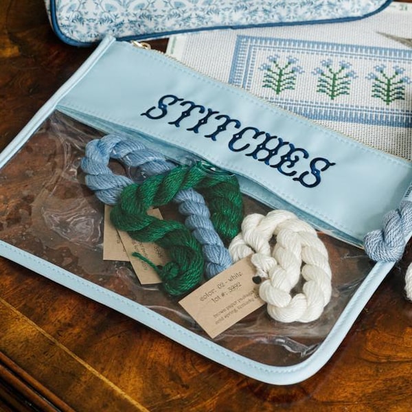 Bolsa de nailon transparente para bordado // Bolsa para proyectos de bordado NDLPT, almacenamiento para damas de honor, nombre personalizado, escuela, uso diario