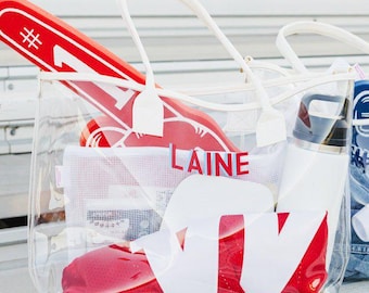 Gameday Clear Tote Bag // Custom Stadium Bag, Clear Stadium Bag, Concert Clear Bag, Game Day Clear Bag, Clear Tote Bag, Custom Team Bag
