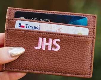 Personalized Leather Cardholder // Pebbled Leather Credit Card Holder // Minimalistic Card Holder