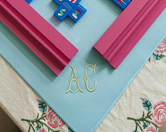 Embroidered Monogram Mahjong Tile Mat //  Non-Slip Mahjong Table Mat, Neoprene Mahjongg Mat, Mah Jongg, Mahjong Accessories, Mahjong Gifts