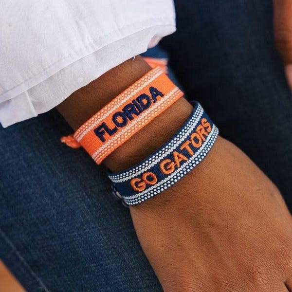 Custom Embroidered Bracelet // School Spirit Embroidered Bracelet, Graduation Gift, Choose Your Team, Tassel Embroidered Friendship Bracelet
