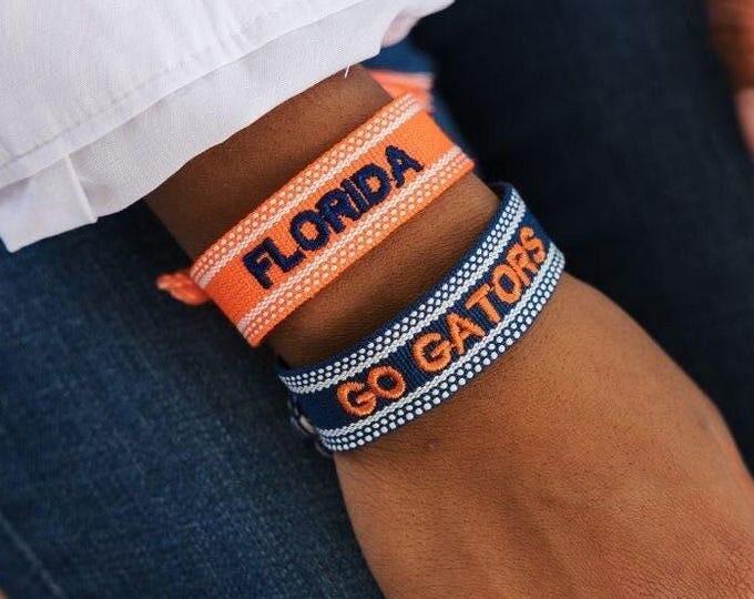 Custom Embroidered Bracelet // School Spirit Embroidered Bracelet, Graduation Gift, Choose Your Team, Tassel Embroidered Friendship Bracelet