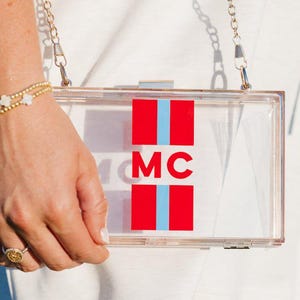 Striped Monogram Stadium Bag // Custom Stadium Bag, Clear Stadium Bag, Concert Clear Purse, Game Day Clear Bag, Monogram Stadium Bag, Team