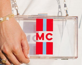 Striped Monogram Stadium Bag // Custom Stadium Bag, Clear Stadium Bag, Concert Clear Purse, Game Day Clear Bag, Monogram Stadium Bag, Team