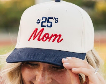 Custom #'s Mom 3D Puff Vintage Trucker Hat // Custom Sports Number Hat, Puff Embroidered, Player Number, Personalized Sports Mom Hat