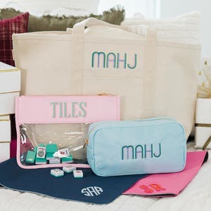 Bolsa grande de nylon bordada para Mahjong // Bolsa para peças de Mahjong, acessórios para Mahjong, bolsa para armazenamento, bolsa para porta-cartões, bolsa para Mahjong, Mah Jongg, Mahjong