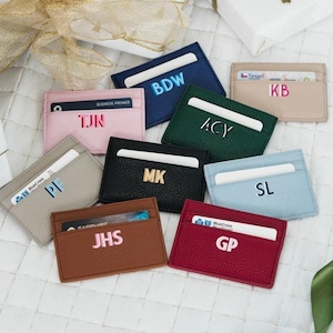 Porte-cartes en cuir personnalisé // Porte-cartes de crédit en cuir grainé // Porte-cartes minimaliste